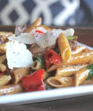 Balsamic Butter Penne With Roasted Red Peppers
