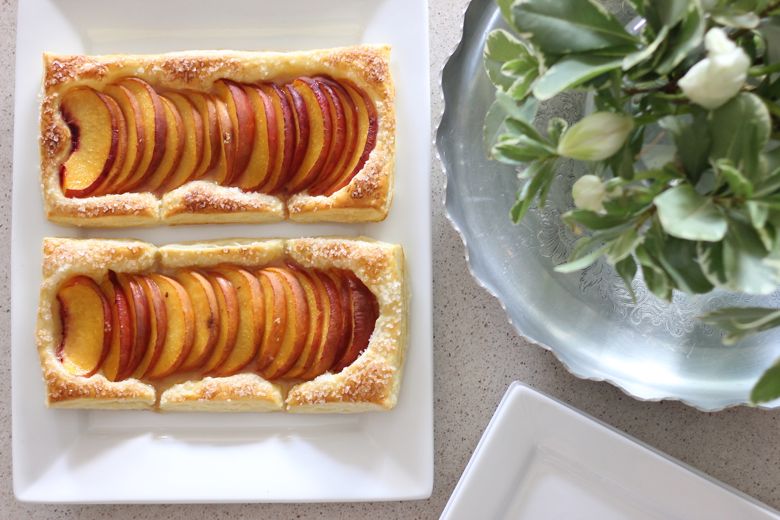 Peach Tarts on a platter.  