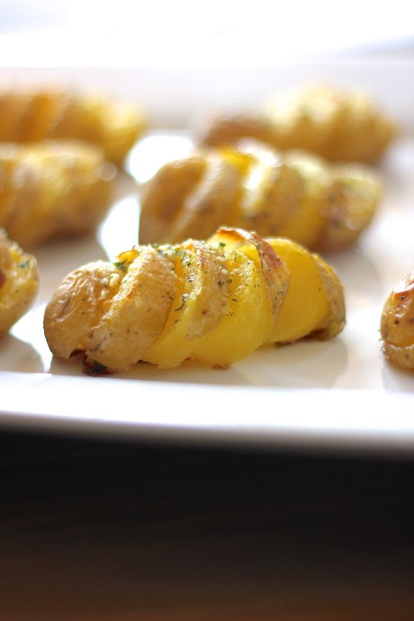 Parmesan Roasted Petite Yukon Gold Potatoes on a serving plate. 