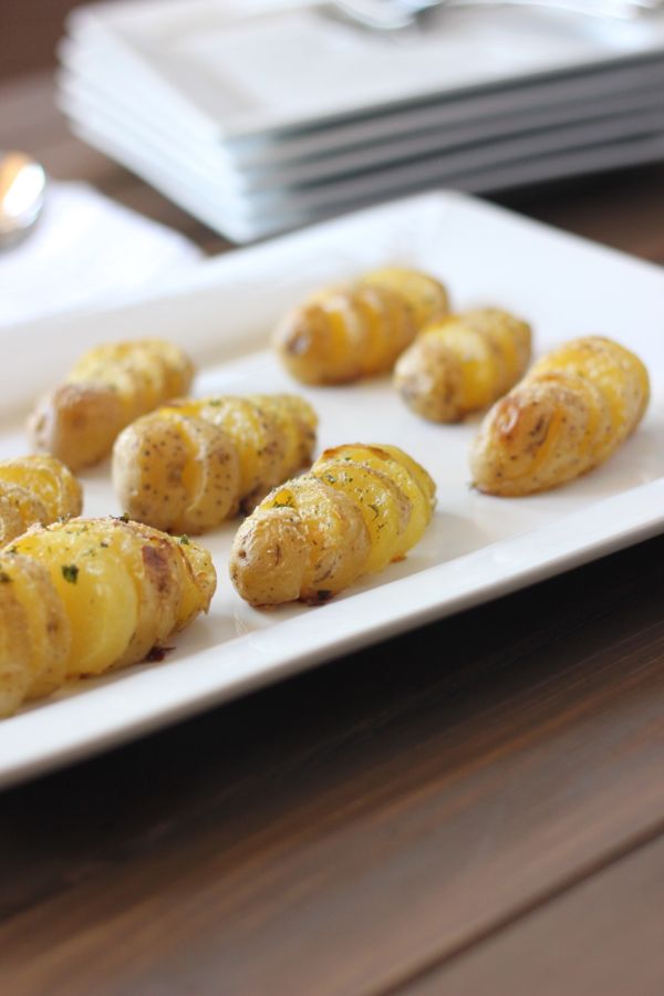 Parmesan Roasted Petite Yukon Gold Potatoes on a serving plate.  