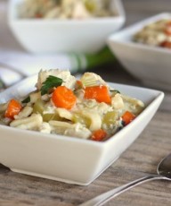 Easy Chicken and Noodles - this cozy one-dish meal with chicken, veggies and egg noodles is hearty and satisfying