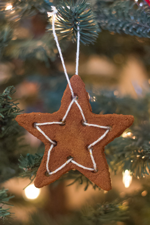 Star with twine ornament made with the Cinnamon Applesauce Dough.