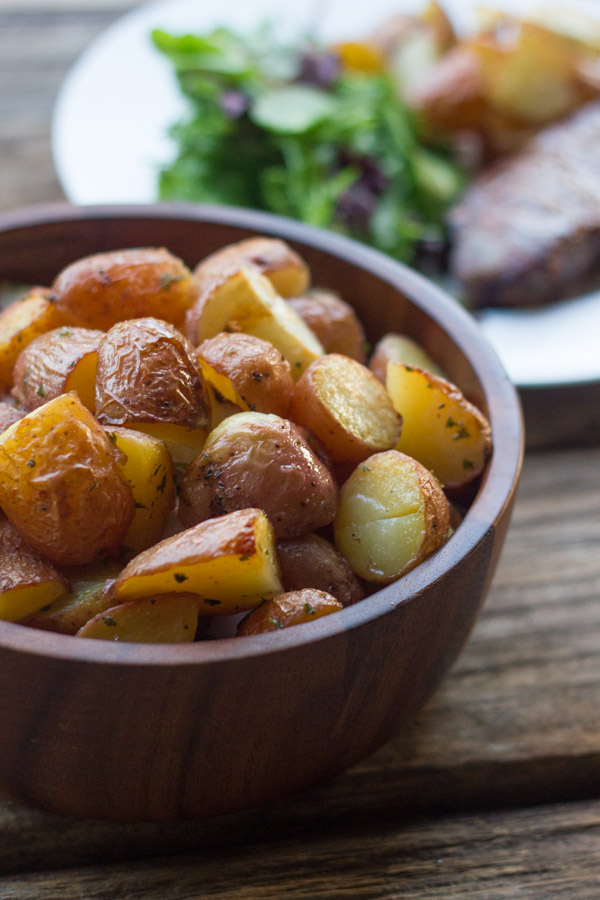 Roasted Red Potatoes in a serving bowl.  