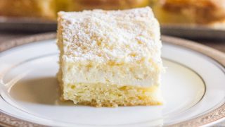 Greek Yogurt Cream Cheese Lemon Coffee Cake - Sweet and moist with a light lemon flavor and a creamy, crumbly topping