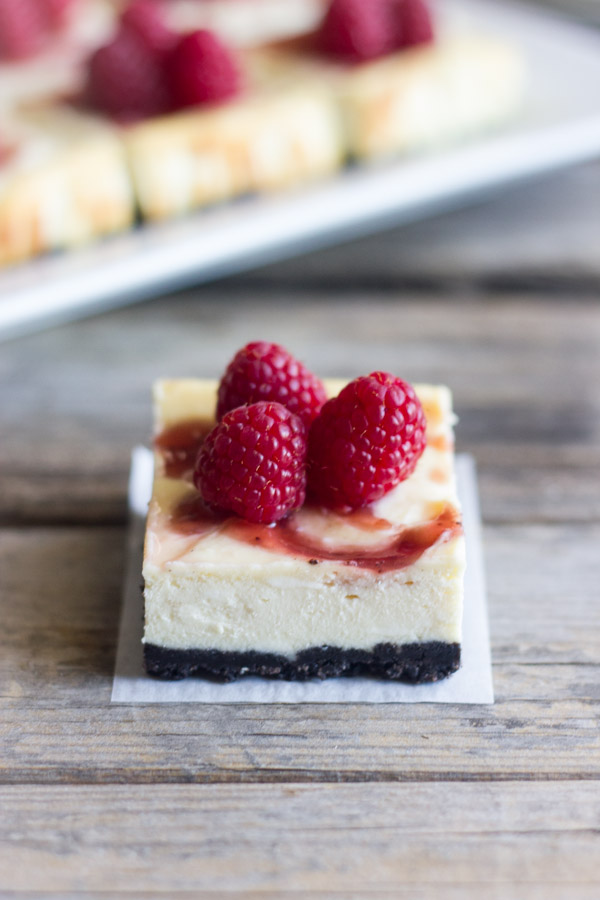 Raspberry Swirl Cheesecake Bars - Lovely Little Kitchen