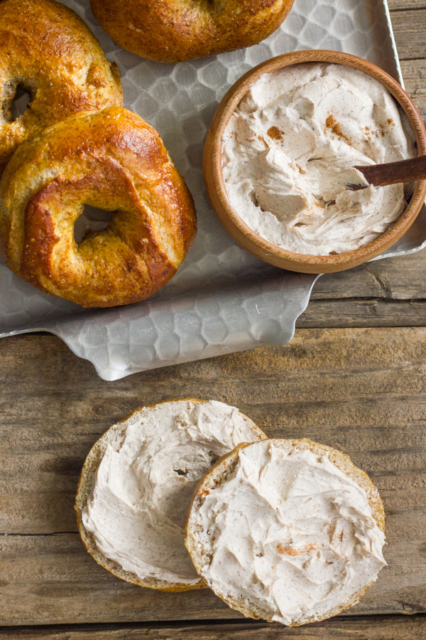 whole wheat bagel with cream cheese