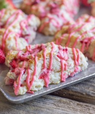 Moist, tender, scones with a pretty pink strawberry drizzle!