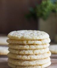 A thin, delicate, buttery sugar cookie with a hint of lemon and a sprinkle of sparkling sugar on top.