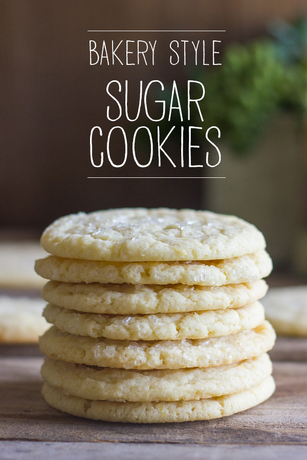 Bakery Style Sugar Cookies in a stack of seven.  