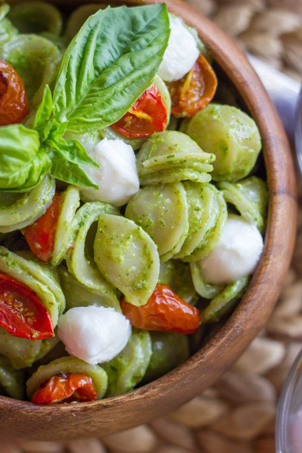 Orecchiette With Pesto and Oven Roasted Tomatoes - Lovely Little Kitchen