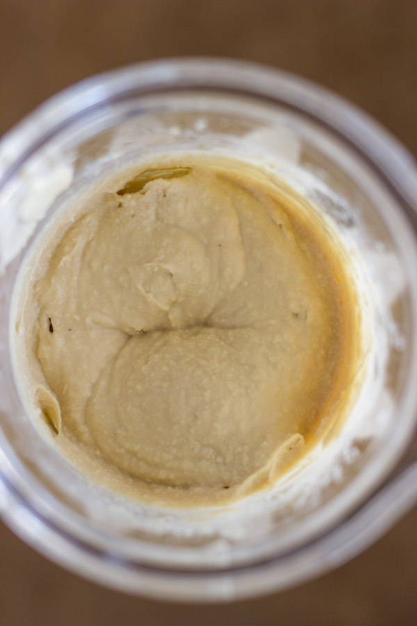 Simple Homemade Hummus in a blender.  