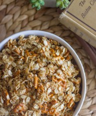 Pretzel Granola Made With Coconut Oil - sweet and salty nut-free granola that you can make in 15 minutes.