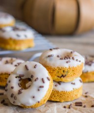 Mini Baked Pumpkin Chocolate Chip Donuts - perfectly bite-sized and will have you ready for Fall in no time!
