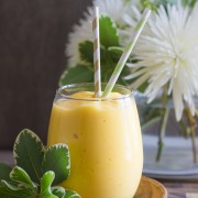 Tropical Sunshine Smoothie - Mangos, pineapple, bananas, orange juice, and a tiny taste of coconut!