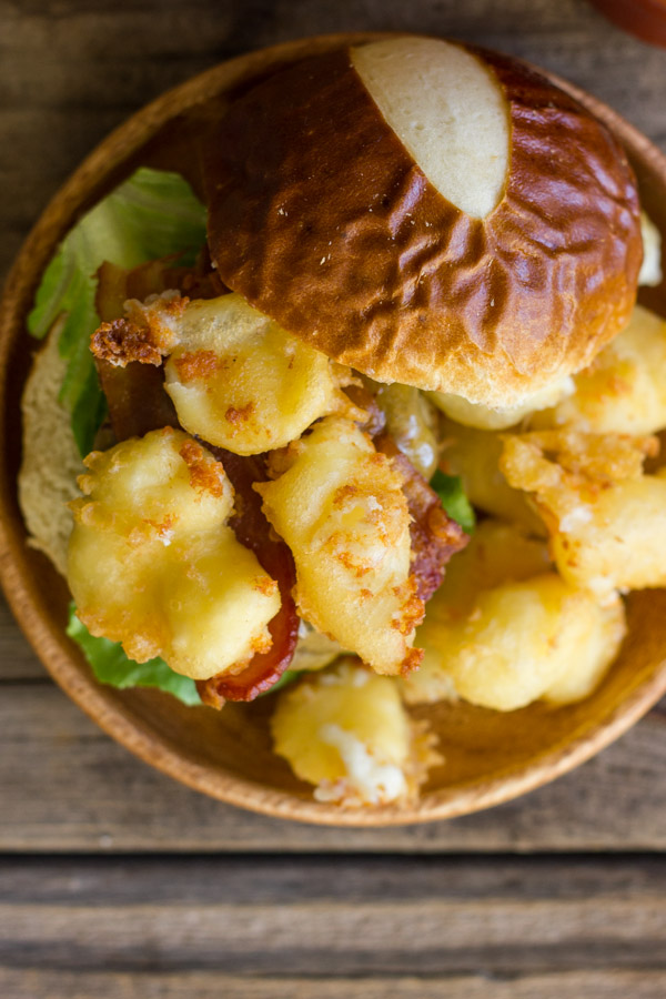 Western Bacon Sliders With Fried Cheese Curds - burger + bacon + fried cheese curds = most amazing burger I've ever made!
