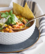 Crockpot Chicken Tortilla Soup - easy, healthy, and a little spicy too. You'll love how fast it comes together!