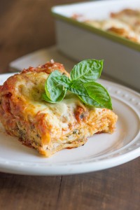 Spinach and Artichoke Chicken Lasagna - A delicious twist on traditional lasagna with three shortcuts!