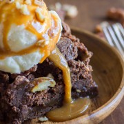 Copycat Zupas Rockslide Brownies - a fudgy brownie, topped with pecans & drizzled with caramel