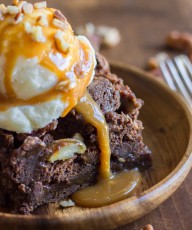 Copycat Zupas Rockslide Brownies - a fudgy brownie, topped with pecans & drizzled with caramel