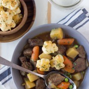Irish Beef Stew With Shamrock Croutons - with tender beef, potatoes, carrots, peas and onions. Can easily serve a crowd.