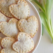 Strawberry Pie Hearts - heart shaped hand pies filled with strawberry preserves and sprinkled with sparkling sugar!