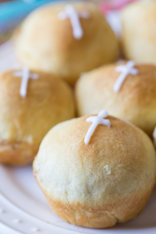 Empty Tomb Rolls with icing in the shape of a cross on top.  