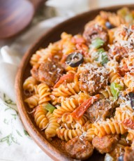 Supreme Pizza Pasta - Everything we love about supreme pizza but with rotini pasta. Quick and easy!