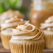 Apple Cupcakes With Dulce De Leche Buttercream - Sweet and tart apple cupcakes are topped with a buttercream and dulce de leche swirl! Match made in heaven!