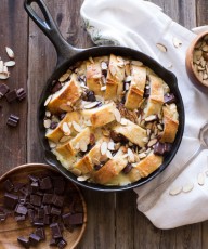 Chocolate Almond Bread Pudding - It's decadent, warm and cozy with gooey chocolate and almond flavoring. So good!