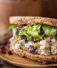 Cranberry Pistachio Chicken Salad Sandwich - Lightened up chicken salad with tangy sweet dried cranberries and crunchy pistachios!