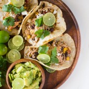 Crockpot Salsa Chicken Tacos - Easy, healthy, and everyone loves it! Game day crowd pleaser that almost makes itself!