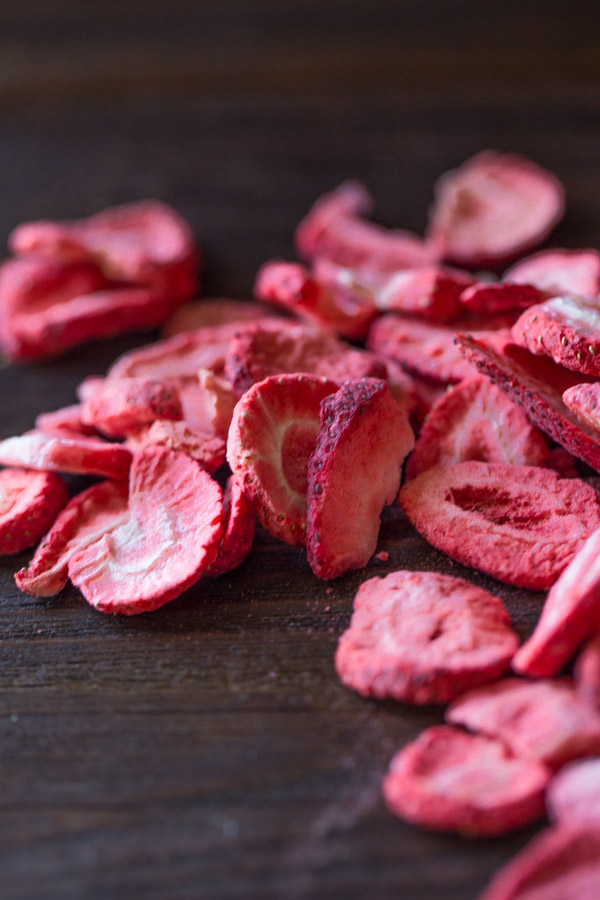 Dried strawberries for the Strawberry Glazed Ricotta Cookies.