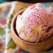 Homemade Raspberry Cheesecake Ice Cream - Made with finely crushed freeze dried raspberries, this super creamy ice cream has a beautiful natural pink color and true raspberry flavor.