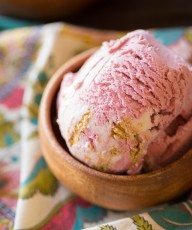 Homemade Raspberry Cheesecake Ice Cream - Made with finely crushed freeze dried raspberries, this super creamy ice cream has a beautiful natural pink color and true raspberry flavor.