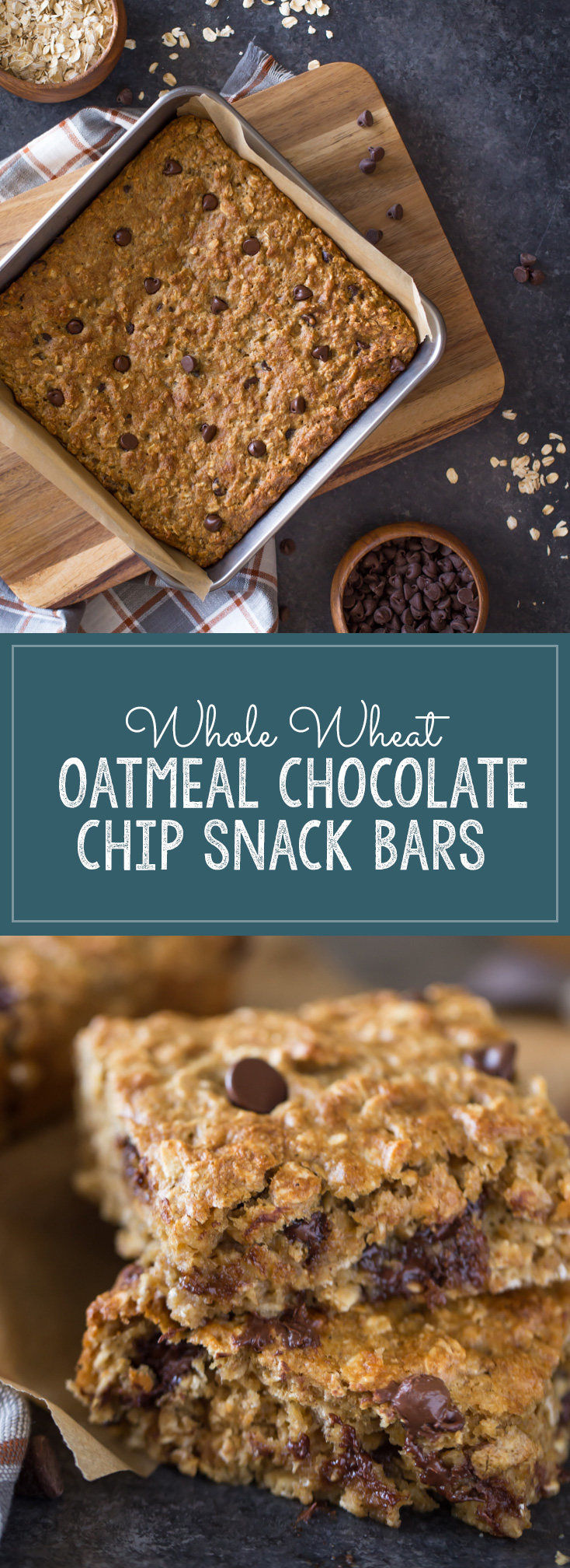 Whole Wheat Oatmeal Chocolate Chip Snack Bars - Lovely Little Kitchen