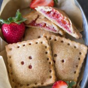 Whole Wheat Strawberry Rhubarb Fruit Pocket - A tasty, kid-friendly, portable fruit pocket made with a whole wheat crust and fresh strawberries and rhubarb.
