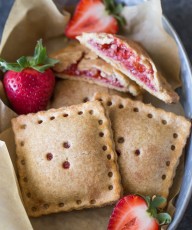 Whole Wheat Strawberry Rhubarb Fruit Pocket - A tasty, kid-friendly, portable fruit pocket made with a whole wheat crust and fresh strawberries and rhubarb.