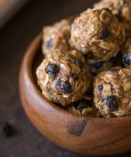 Healthy snacking in a hurry is a little bit easier when these Blueberry Muffin Energy Bites are around!