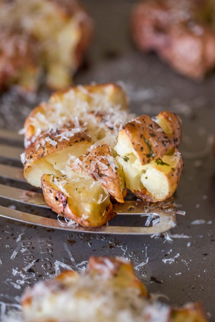 Smashed and Roasted Parmesan Potatoes - Lovely Little Kitchen