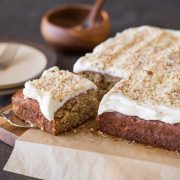 My very favorite banana bread recipe baked into a sweet, moist cake with the best and fluffiest cream cheese frosting!