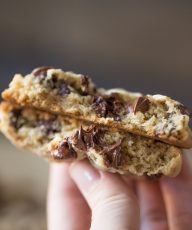 Big, thick, soft chewy Oatmeal Chocolate Chip Cookies, just like you'd find at your favorite bakery!