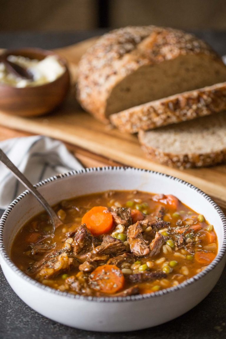 Beef and Barley Vegetable Soup - Lovely Little Kitchen