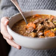 This Beef and Barley Vegetable Soup is hearty and flavorful and tastes so very good on a cold day.  Serve it with warm, crusty bread and soft butter. Good for body and soul!