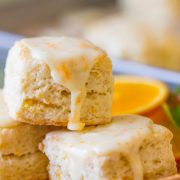 With that sticky sweet orange icing, and almost petit four shape, these Mini Orange Cream Scones really are divine!