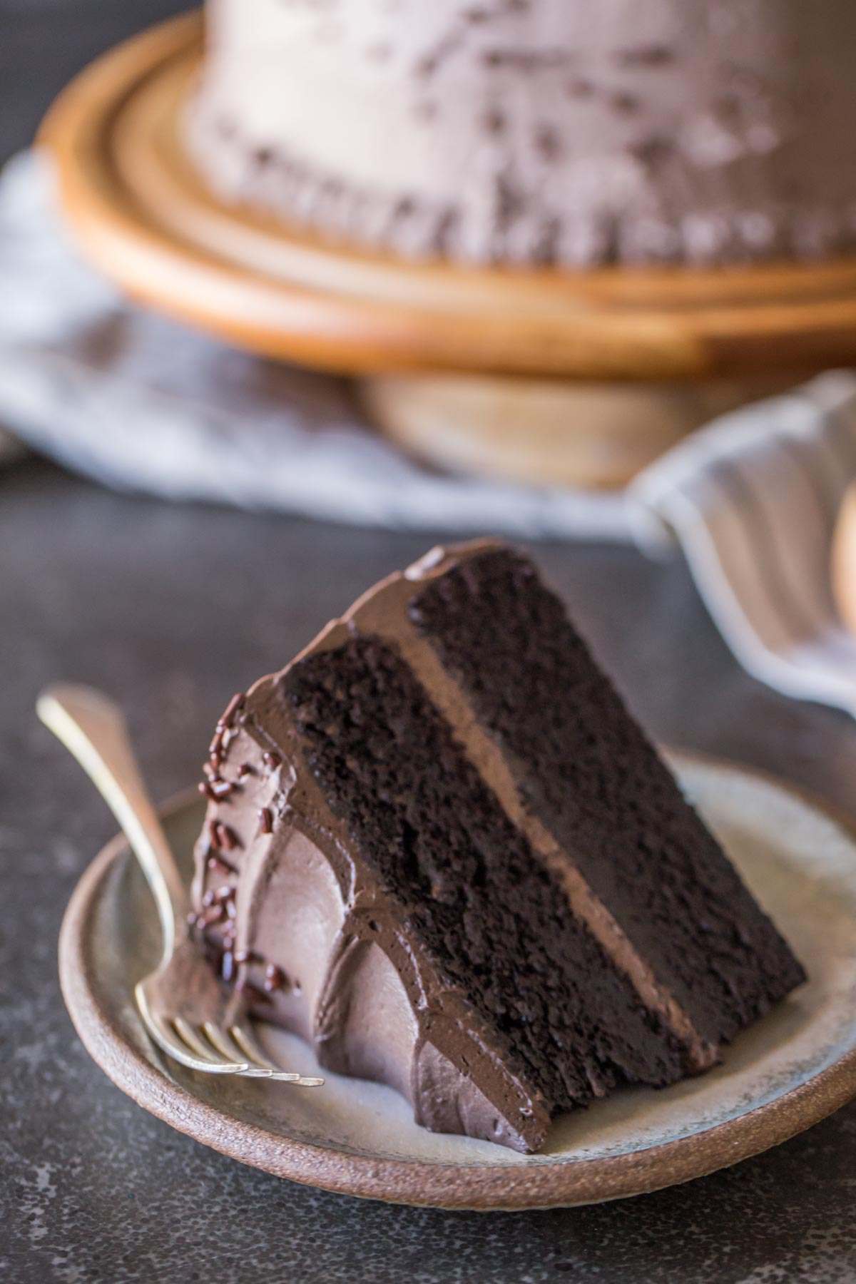 Dark Chocolate Cake With Whipped Cream Frosting - Lovely ...
