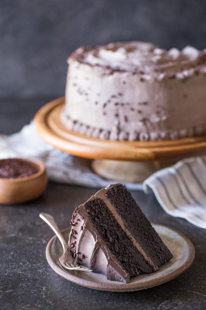 Dark Chocolate Cake With Whipped Cream Frosting - Lovely Little Kitchen