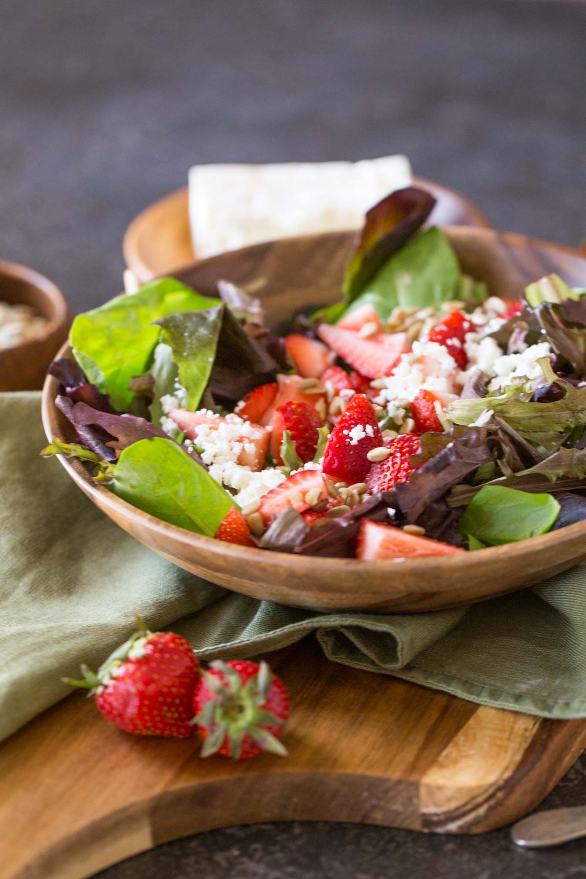 A bowl of Easy Strawberry Balsamic Salad.