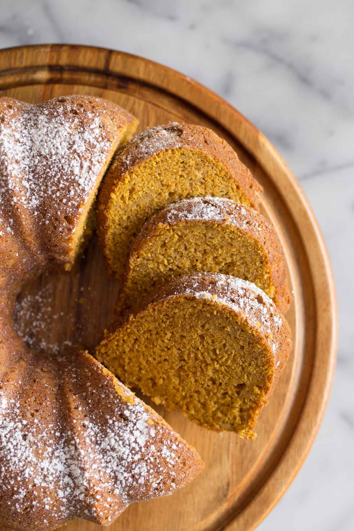 Overhead view of Apple Pumpkin Cake. 