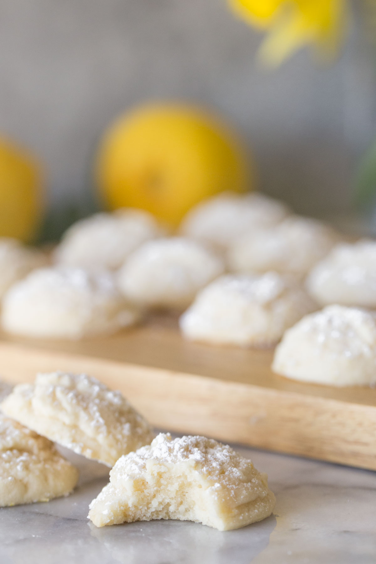 Close up shot of inside texture of Lemon Cookies. 