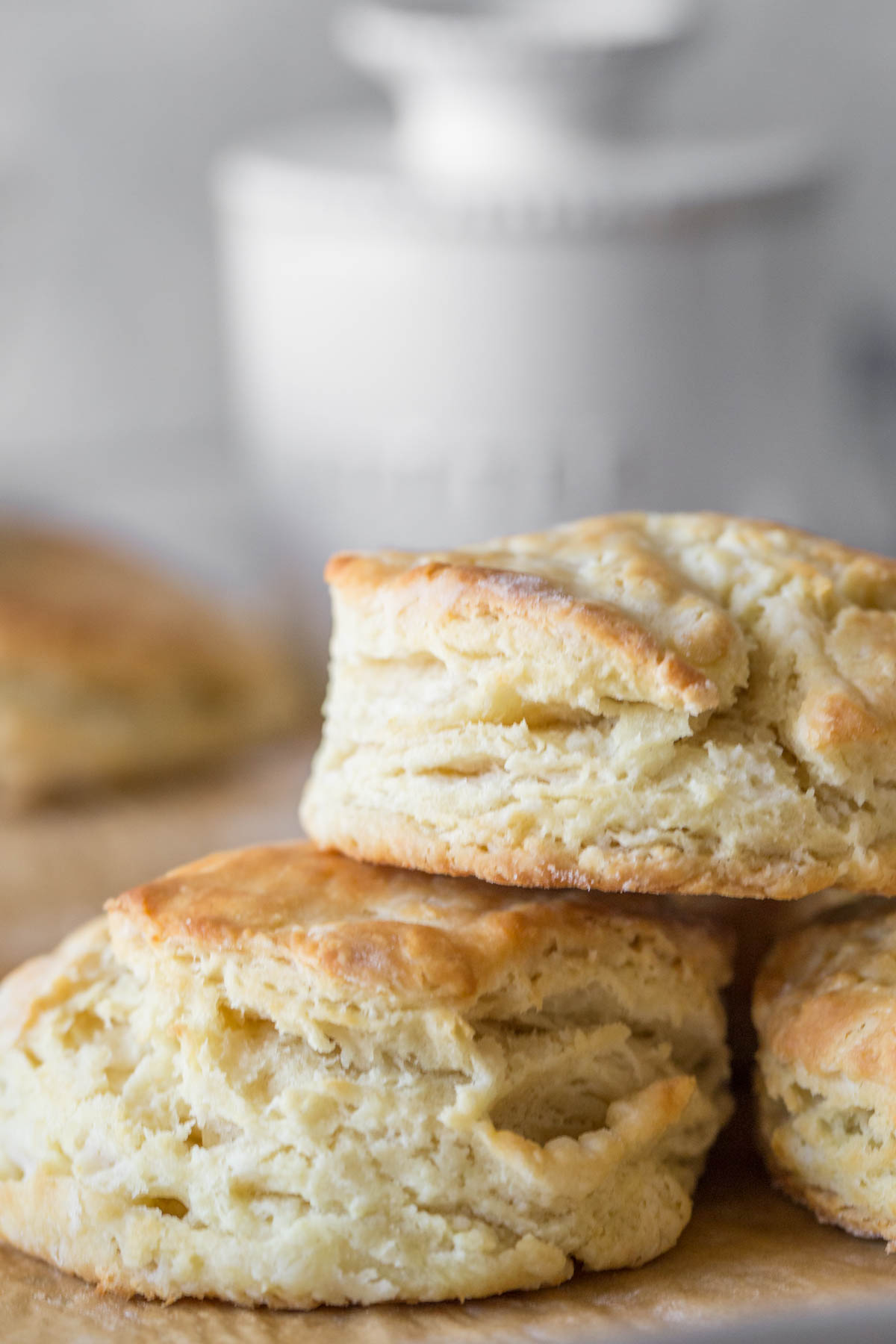Close up shot of Easy Homemade Biscuits.  